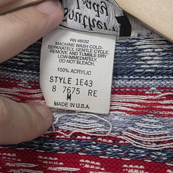 Vintage Fisherman Nostalgic Sweater Vest  Womens Size Med Patriotic Blue Red - Picture 4 of 5